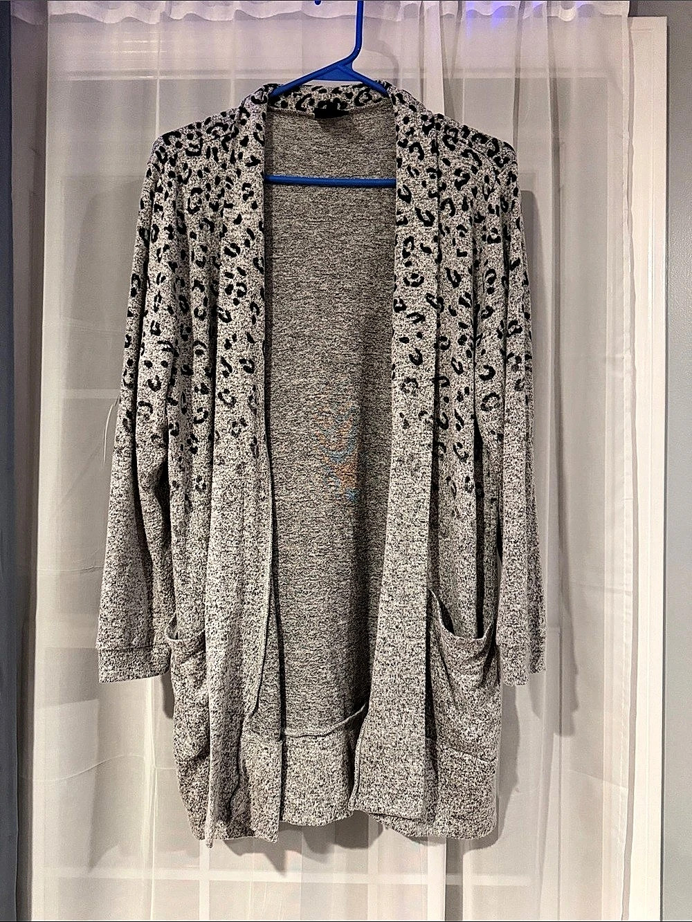 Robeau Leopard Print Open Front Cardigan Size Large